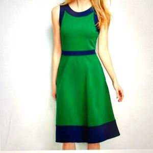 Land’s End Sleeveless Green & Navy fit and flair